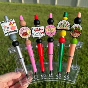 2/$14 silicone beaded pens - quotes/funny theme